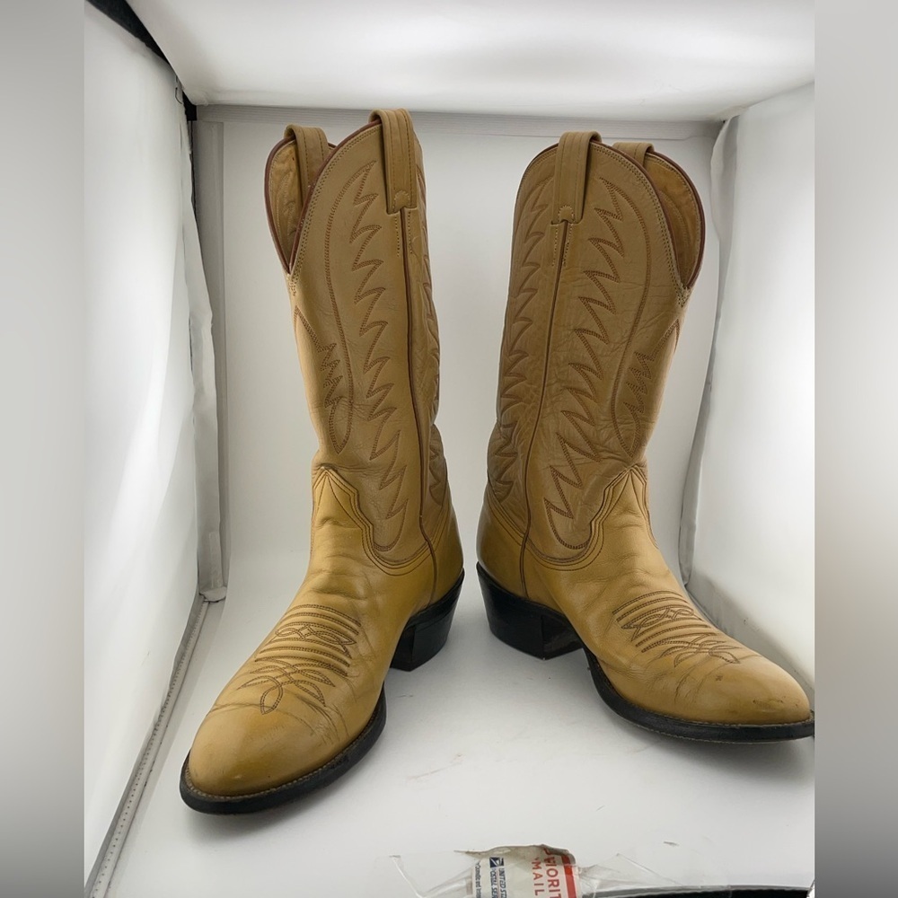 Nocona  American Made Vintage  Western Cowboy  Boots Mustard 5015 Leather 9.5 B 